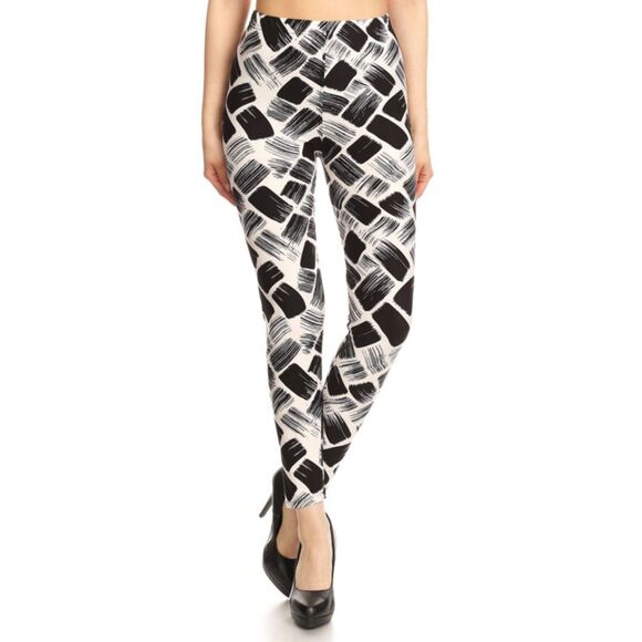 Reg One Size NWT~LEGGINGS DEPOT Leggings  Fits Sizes 2-10 Black/White - Picture 1 of 8